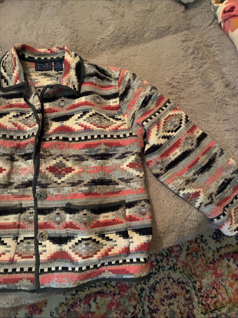 Jane Ashley 100% Cotton Southwestern Tribal Blazer Patterned Jacket
